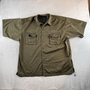 Y2K Military US74 Koman Cotton Button Up Short Sleeve Shirt 2XL Olive